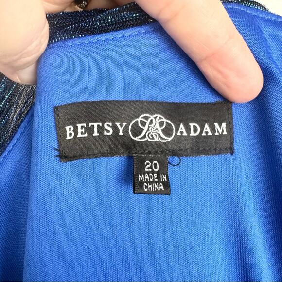 NWT Betsy & Adam One Shoulder Metallic A-Line Dress with Cutout A25539 Blue - 20 - Picture 12 of 16